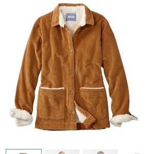 L.L. Bean Saddle Corduroy Jacket with White Sherpa Lining